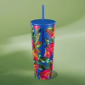 Limited Edition FARM Rio x Starbucks 24oz. Banana Mix Blue Cold Cup